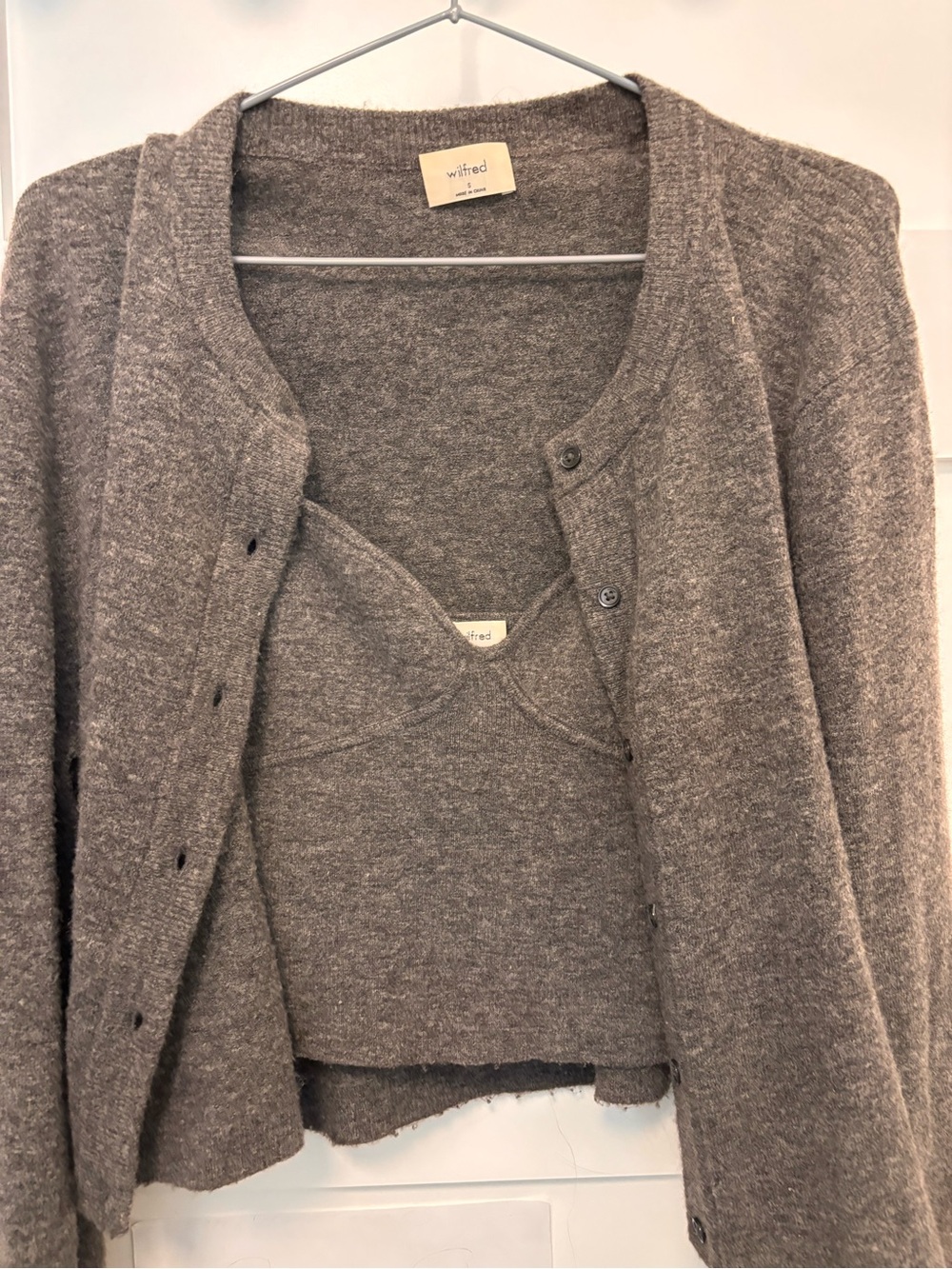 Wilfred grey Knit Cardigan and Cropped Tank Set